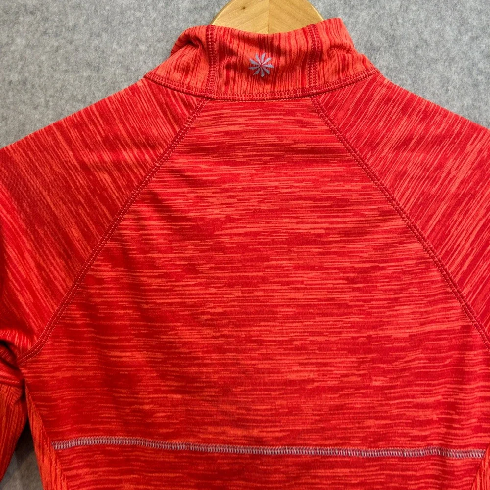 Athleta XXS 1/4 Zip Athletic Pullover Red Orange Space Dye Long Sleeve Running